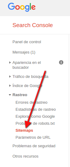 Google Search Console té una secció per els sitemaps